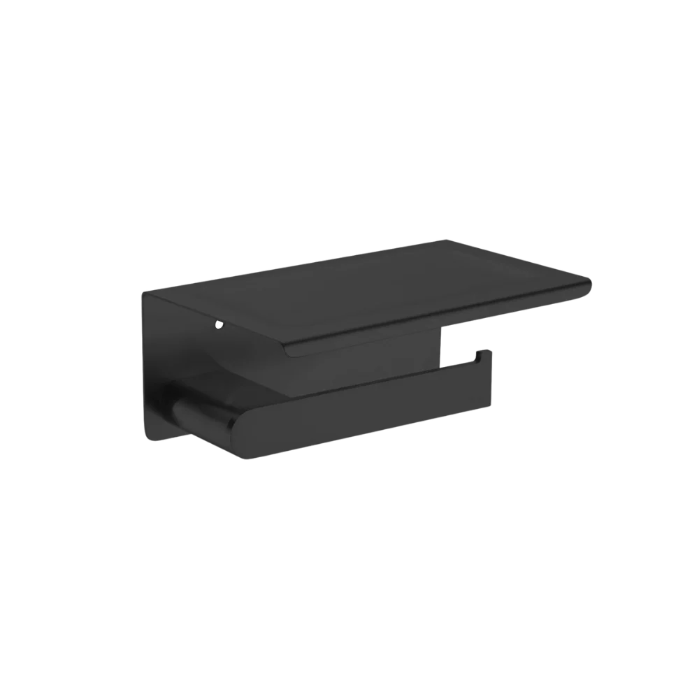 Nero Bianca Toilet Roll Holder with Phone Holder Matte Black - Image 4