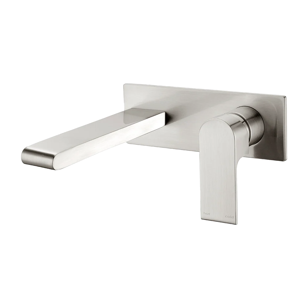 Nero Bianca Wall Basin/Bath Mixer 187mm Brushed Nickel