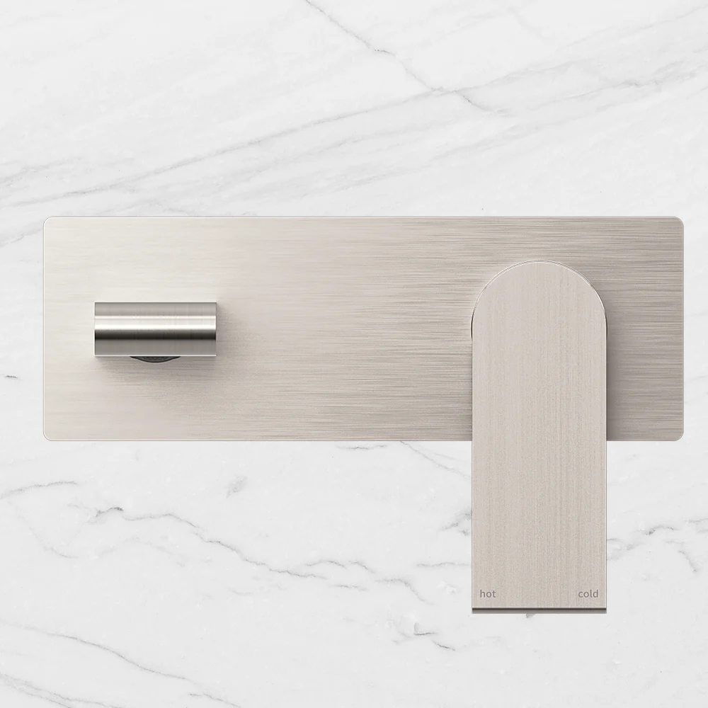Nero Bianca Wall Basin/Bath Mixer 187mm Brushed Nickel - Image 2