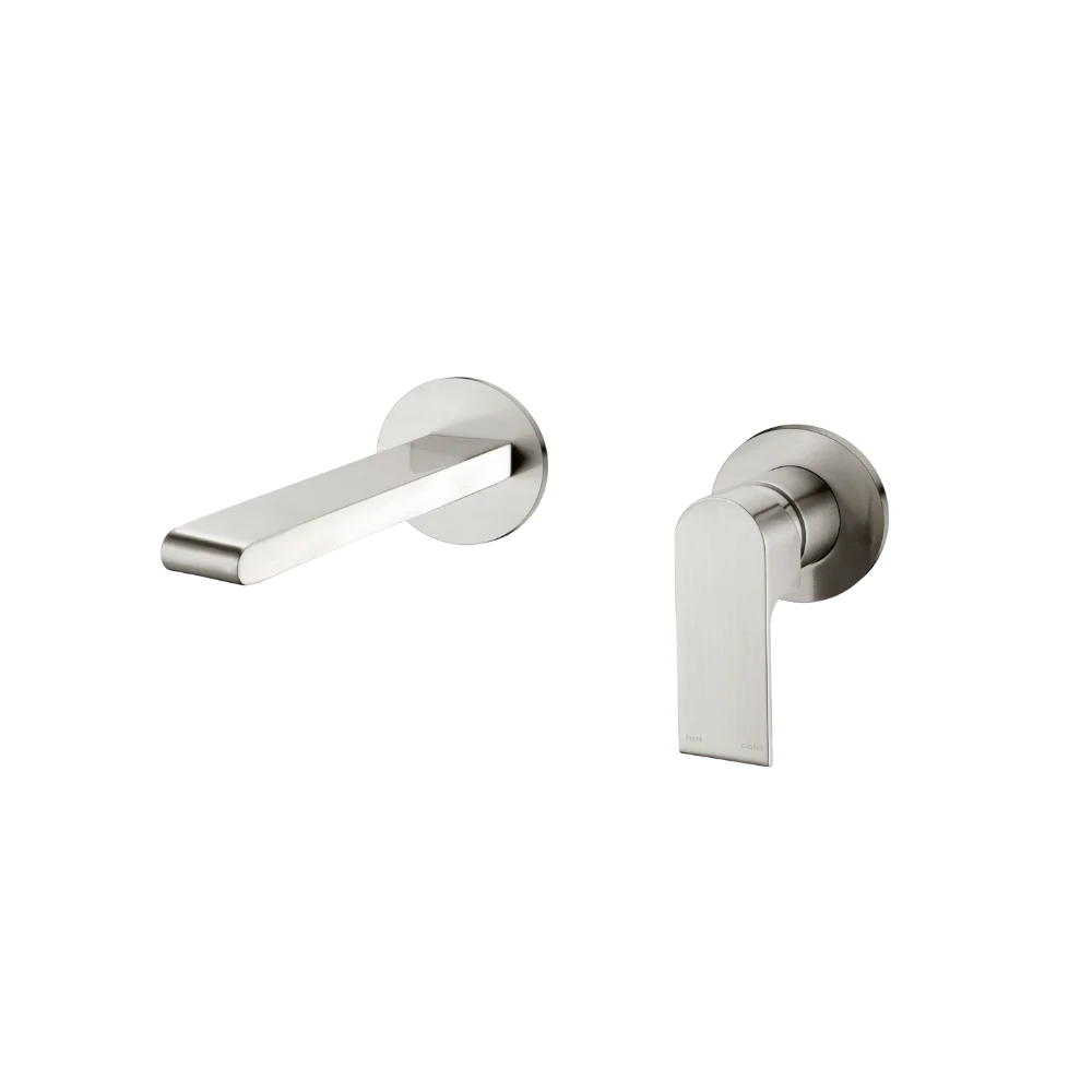 Nero Bianca Wall Basin/Bath Mixer Separate Back Plate 187mm Brushed Nickel - Image 4