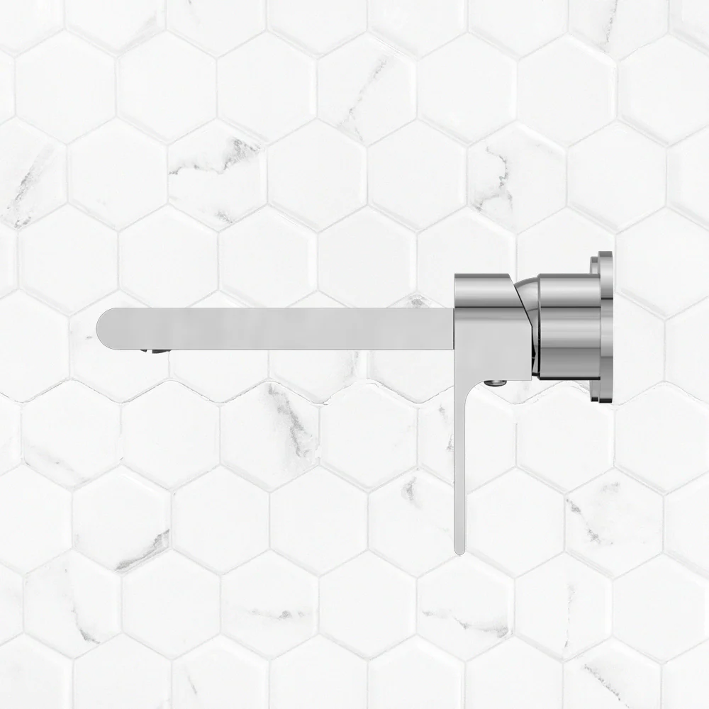 Nero Bianca Wall Basin/Bath Mixer Separate Backplate 230mm Chrome - Image 2