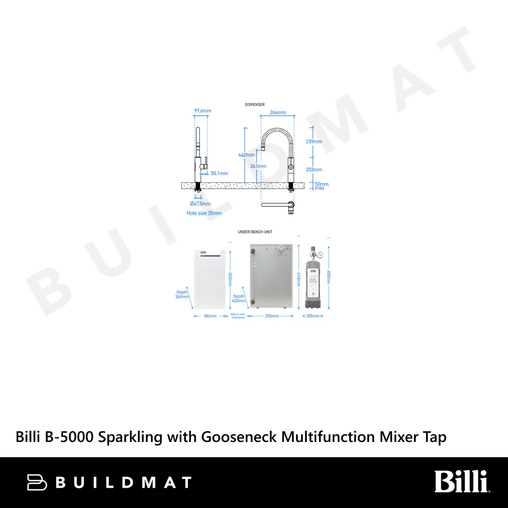 Billi B5000 Sparkling with Gooseneck Multifunction Mixer Tap Matte White - Image 4