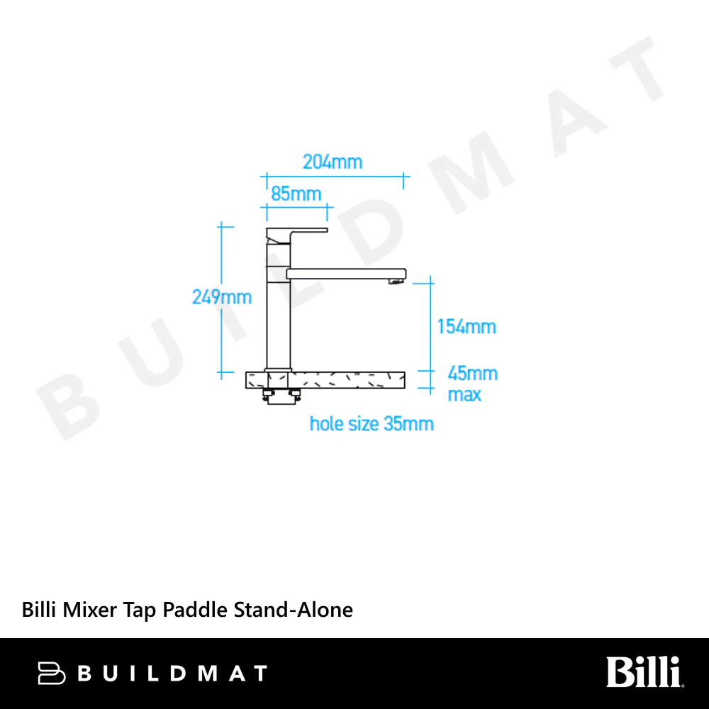 Billi Mixer Tap Paddle Stand-Alone Urban Brass - Image 4