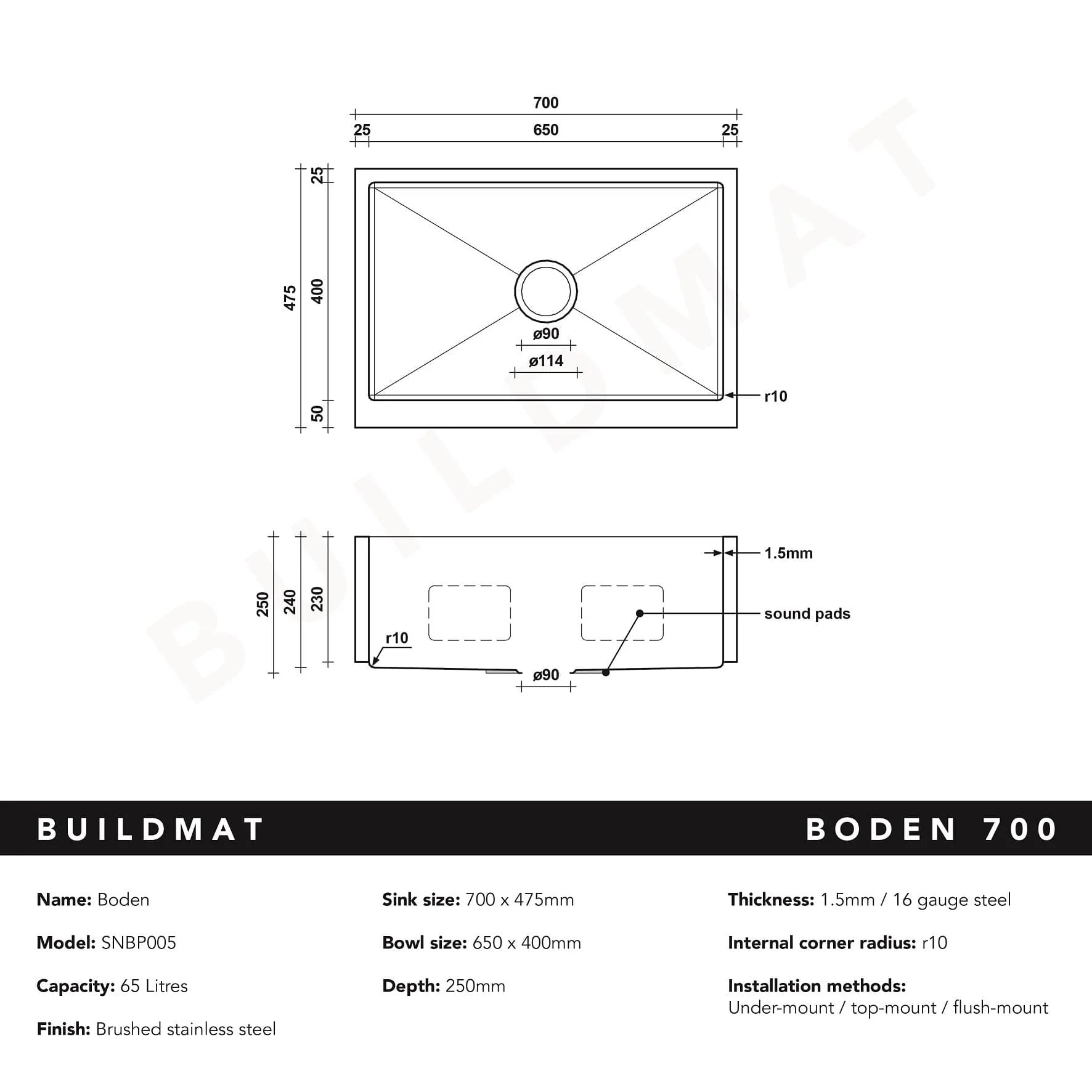 Alma Boden Belfast Stainless Steel Farmhouse Sink - Image 6