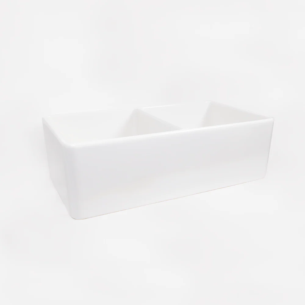 Alma Bronwen 835x459 Gloss White Farmhouse Fireclay Double Bowl Sink - Image 7
