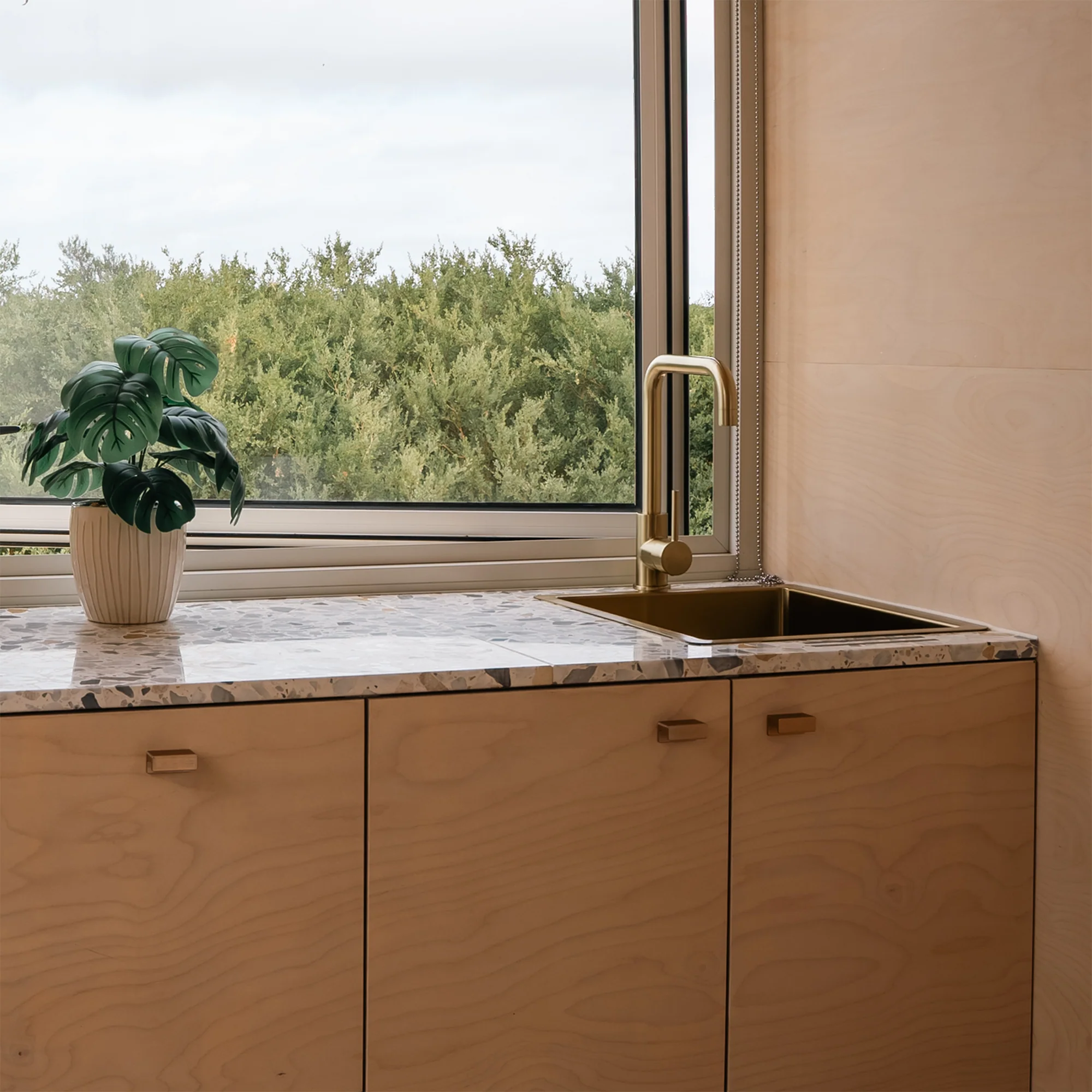 Alma Brushed Brass Gold Maya 380x450 Single Bowl Sink - Image 2