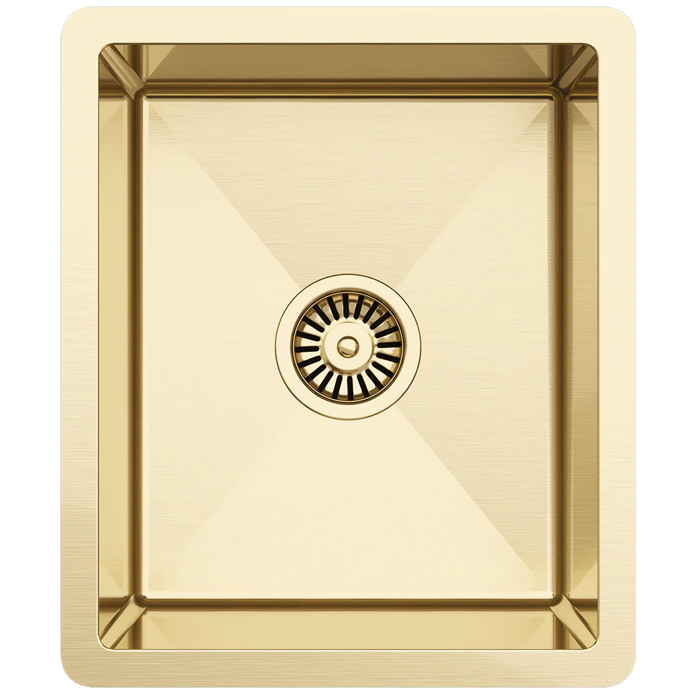 Alma Brushed Brass Gold Maya 380x450 Single Bowl Sink - Image 3