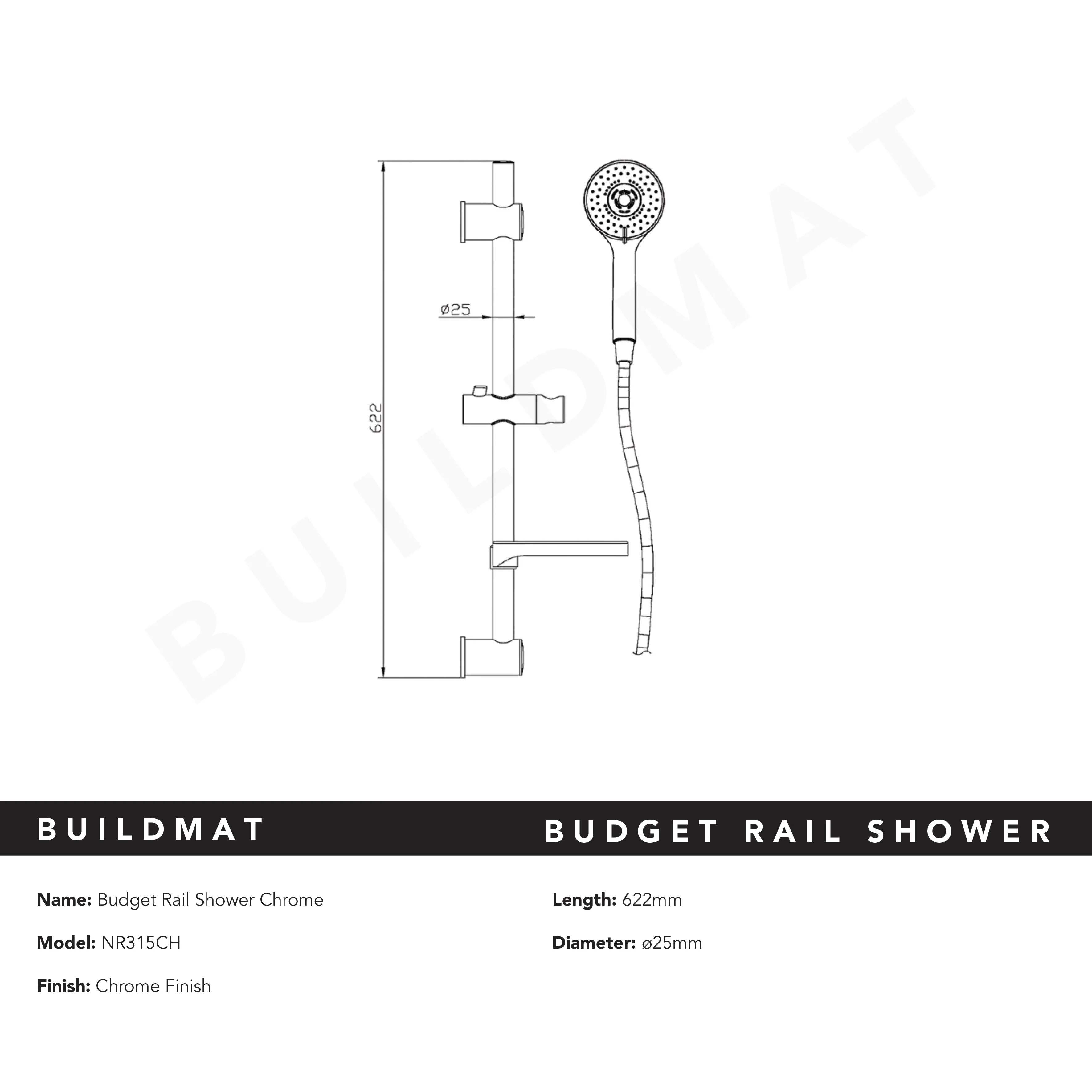 Nero Builder Budget Shower Rail Chrome - Image 4