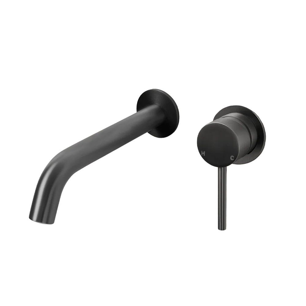 Alma Mira Brushed Gunmetal Wall Mixer and Spout Set