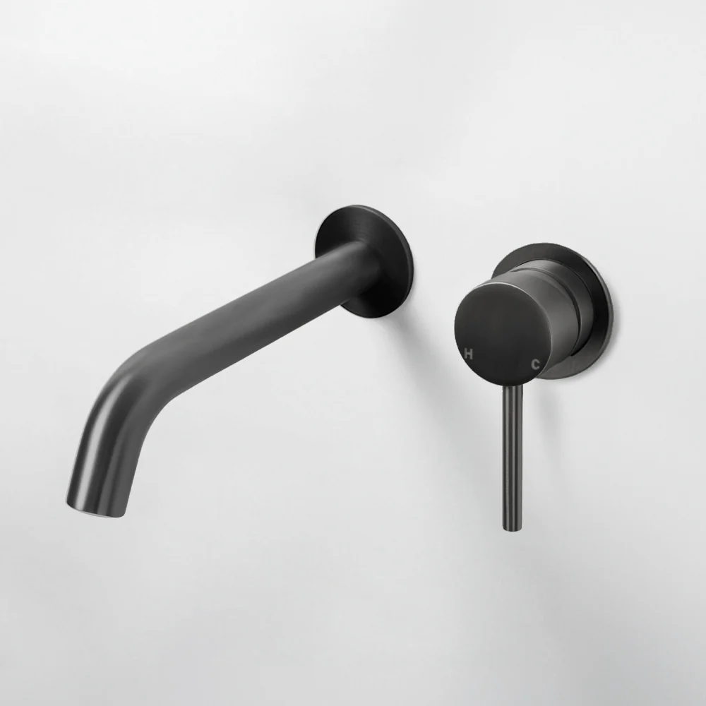 Alma Mira Brushed Gunmetal Wall Mixer and Spout Set - Image 2