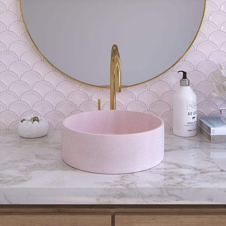Alma Cameron Champagne Pink Circle Concrete Basin - Image 7