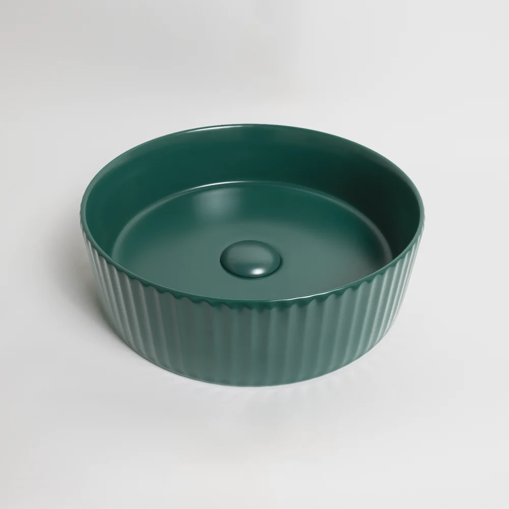Alma Camilla Fluted Matte Green Basin - Image 4