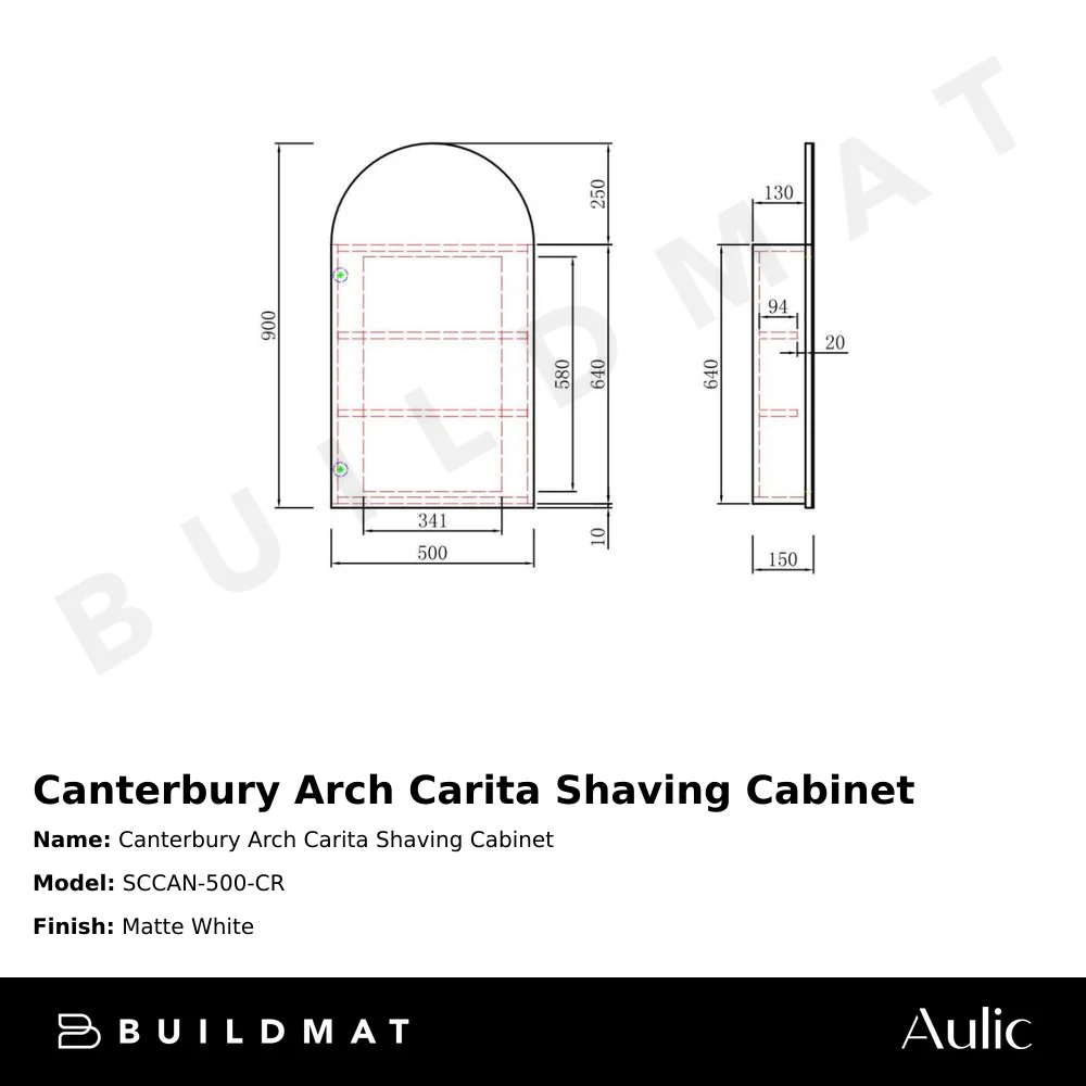 Aulic Canterbury Arch Carita Shaving Cabinet - Image 4