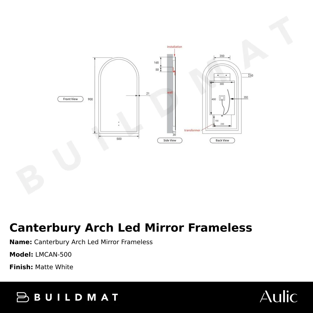 Aulic Canterbury Arch LED Mirror Frameless - Image 5