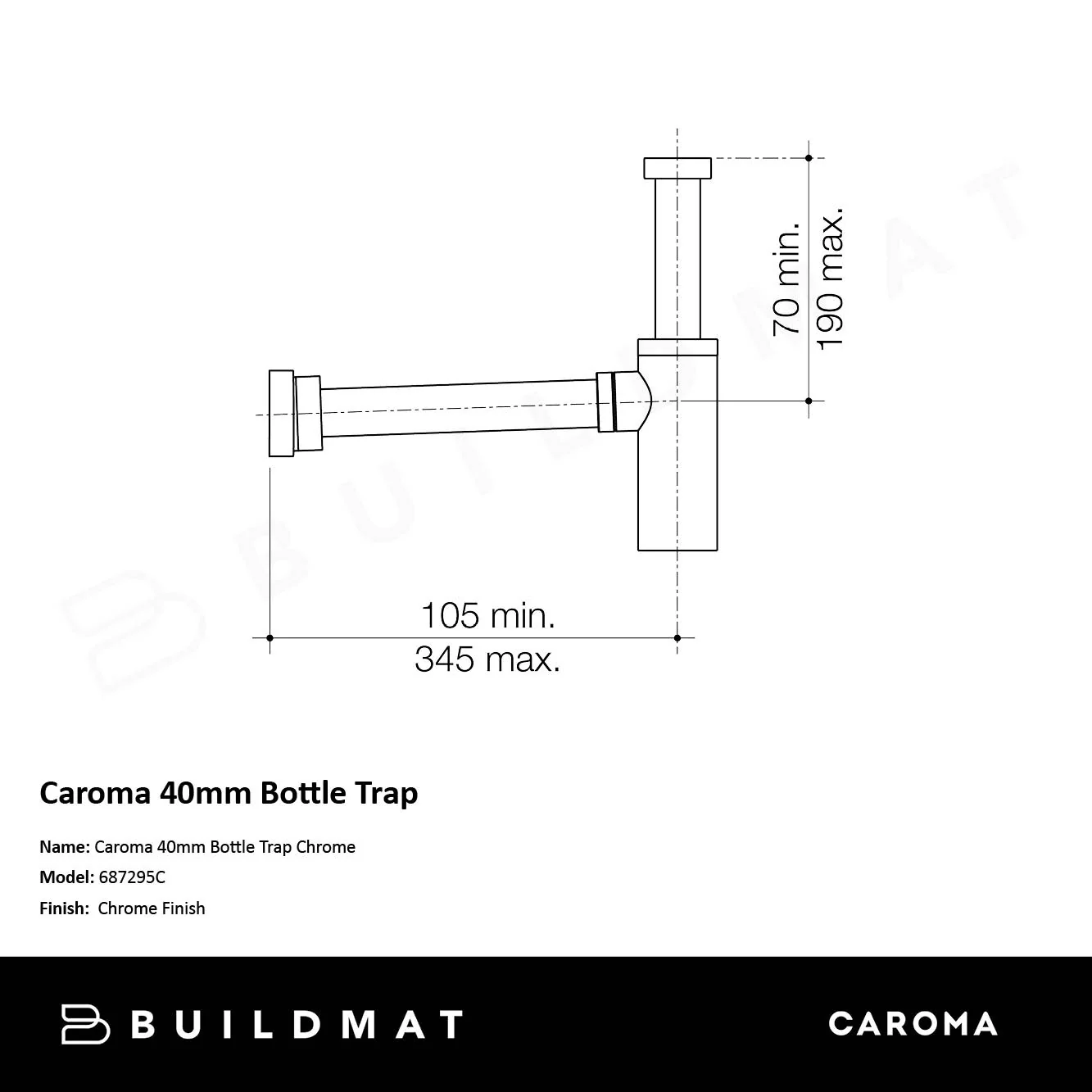 Caroma 40mm Bottle Trap Urbane II Chrome - Image 4