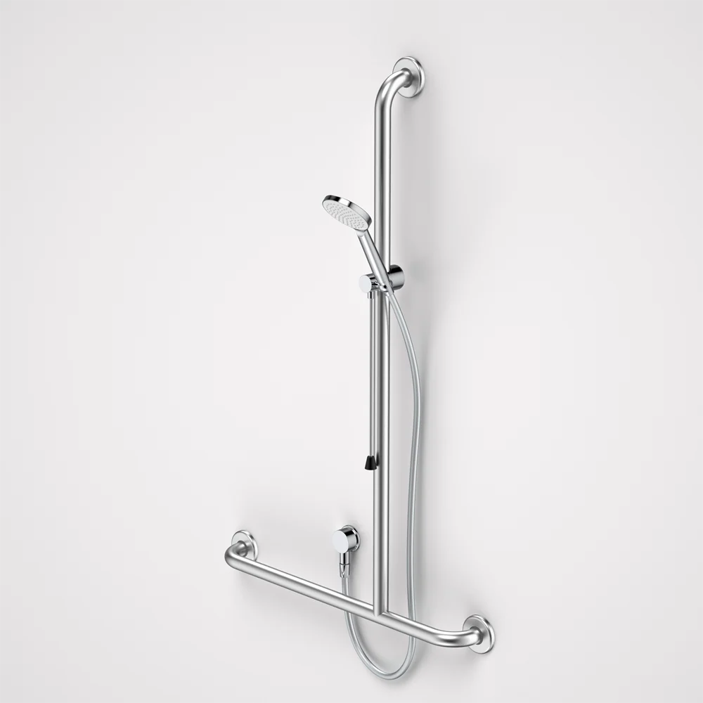 Caroma Care Support Accessible Shower Set with Inverted T Rail Right Hand Side Chrome - Image 2