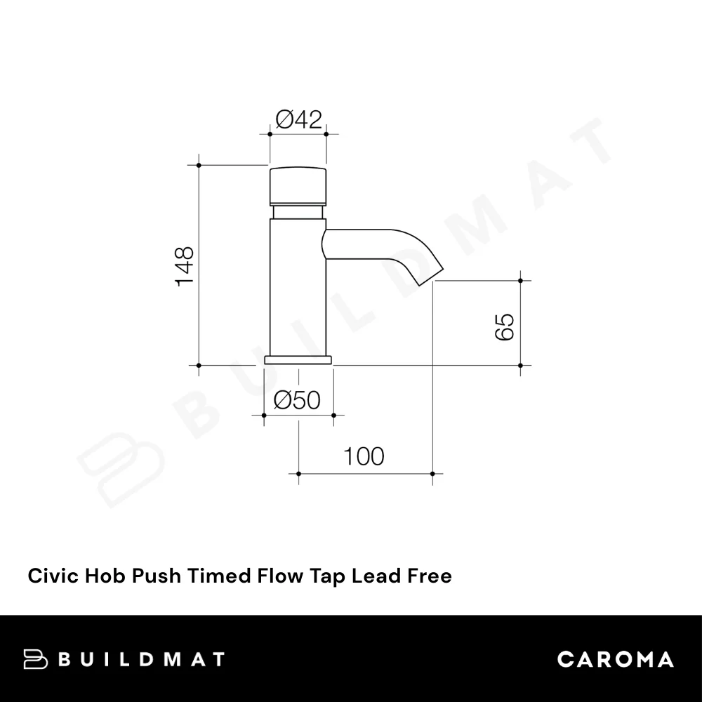 Caroma Civic Hob Push Timed Flow Tap Chrome Lead Free - Image 5