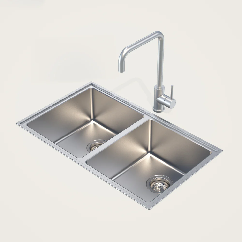 Caroma Compass Alfresco Double Bowl Sink Stainless Steel - Image 2