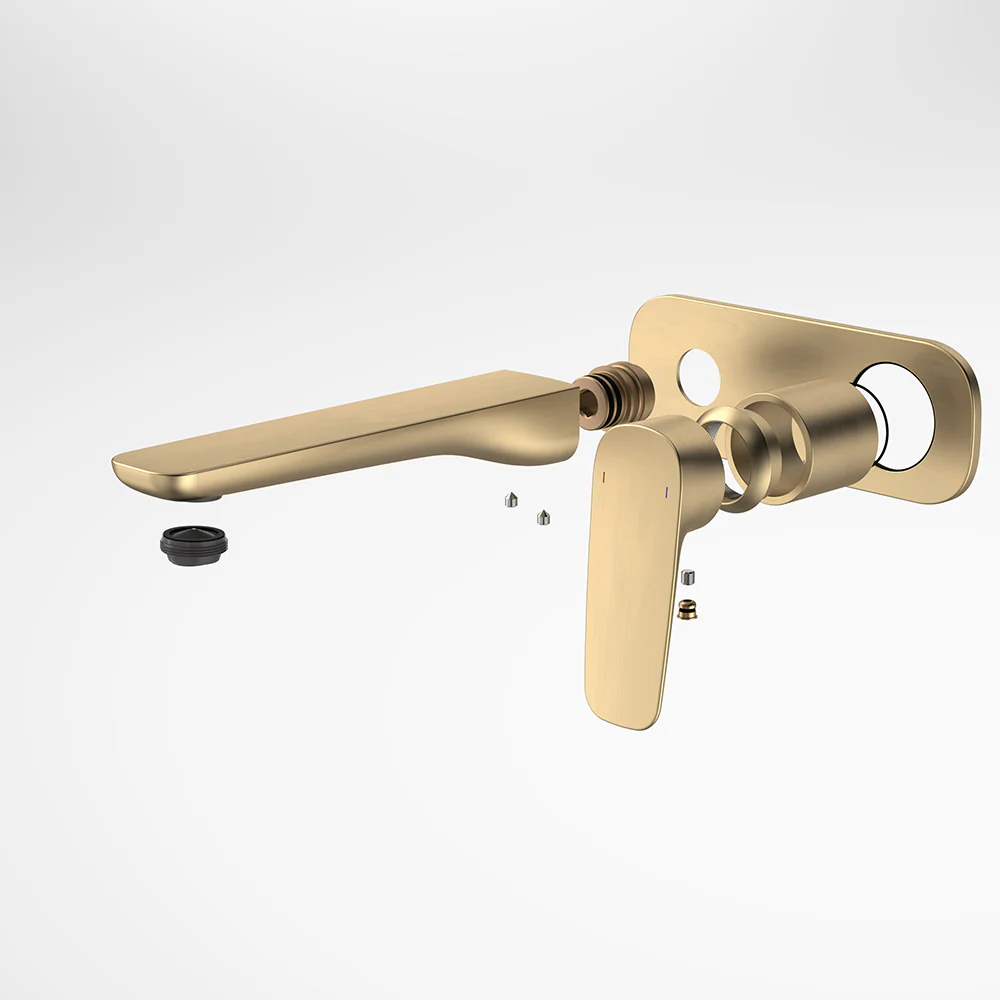 Caroma Contura II 180mm Wall Basin/Bath Mixer (Trim Kit Only) Lead Free Brushed Brass - Image 2