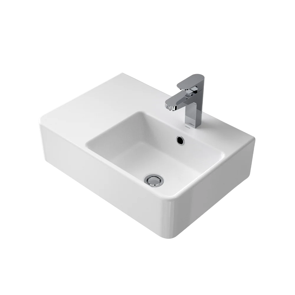 Caroma Cube Extension Wall Basin Left Hand Side Shelf 1 Taphole White - Image 3
