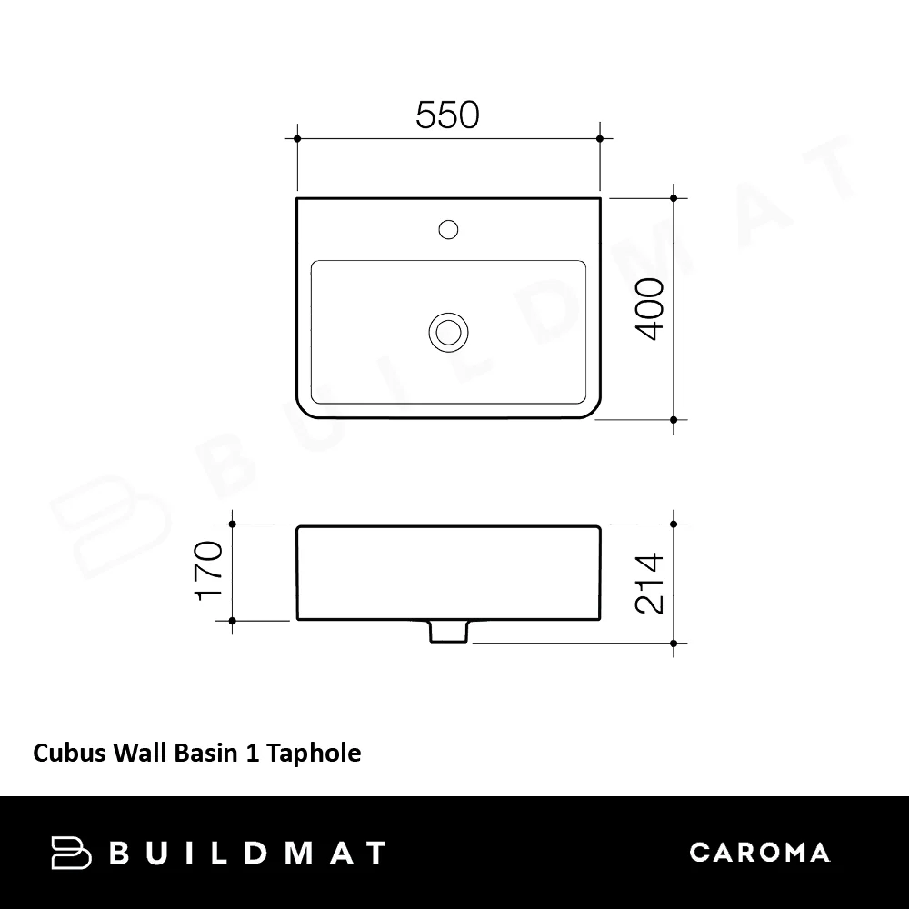 Caroma Cubus Wall Basin 1 Taphole White - Image 4