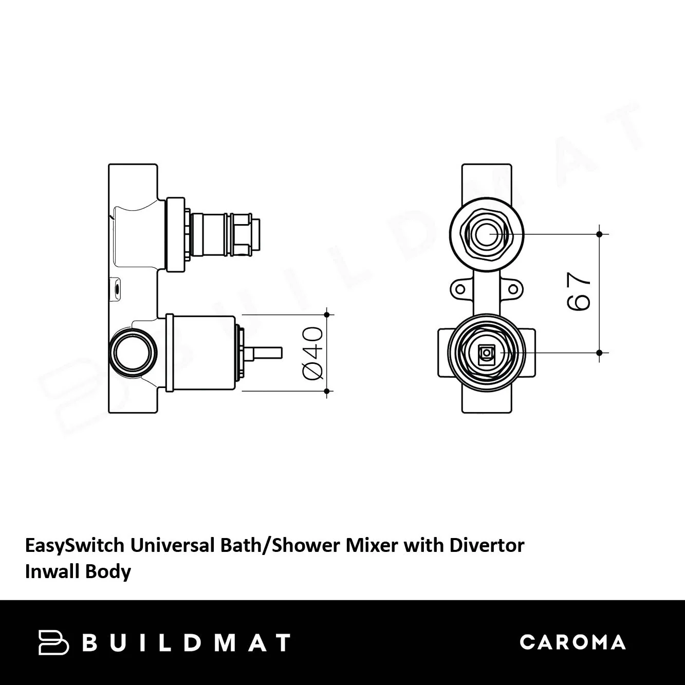 Caroma EasySwitch Universal BathShower Mixer with Diverter Inwall Body - Image 4