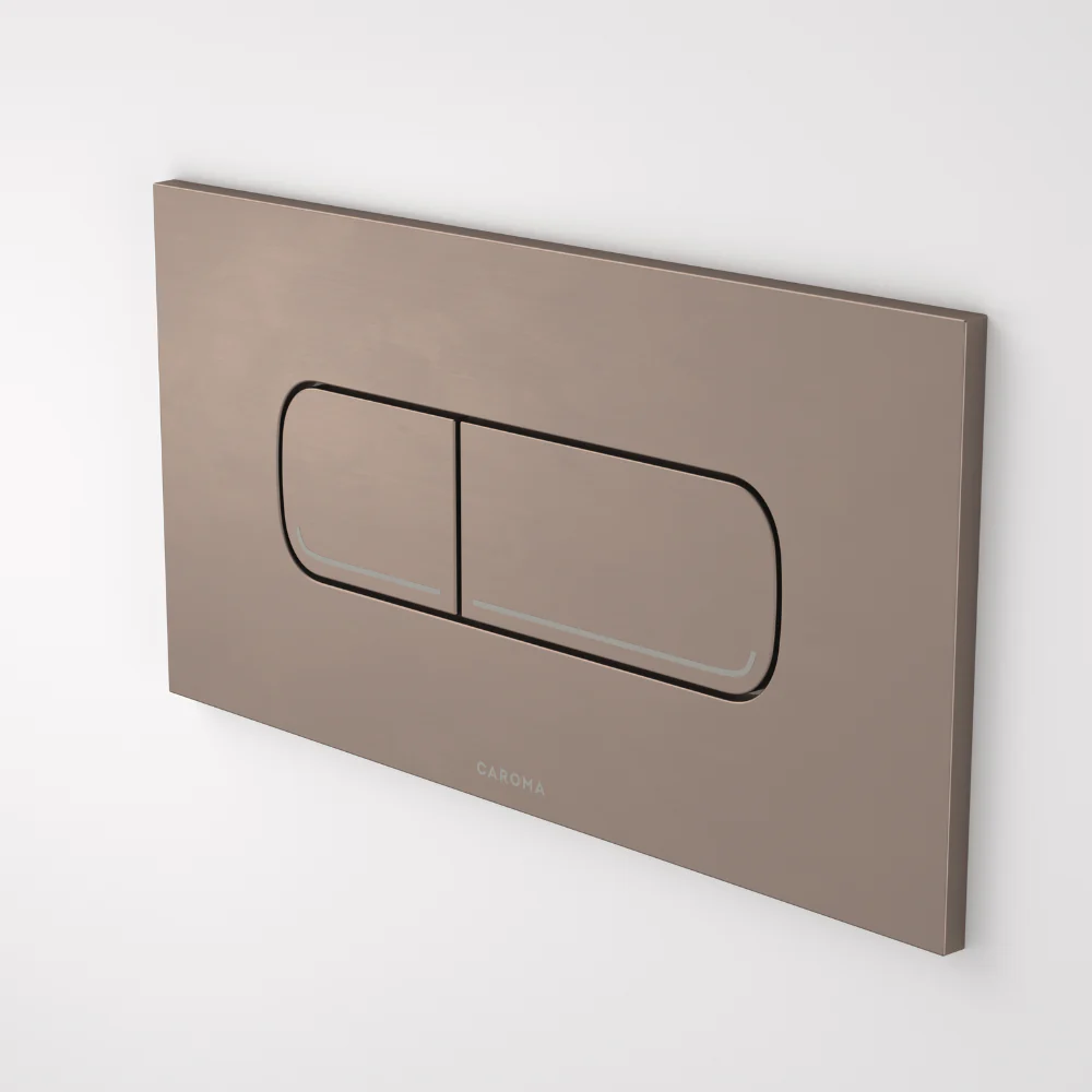 Caroma Invisi Series II Oval Dual Flush Plate and Metal Buttons Brushed Bronze - Image 2