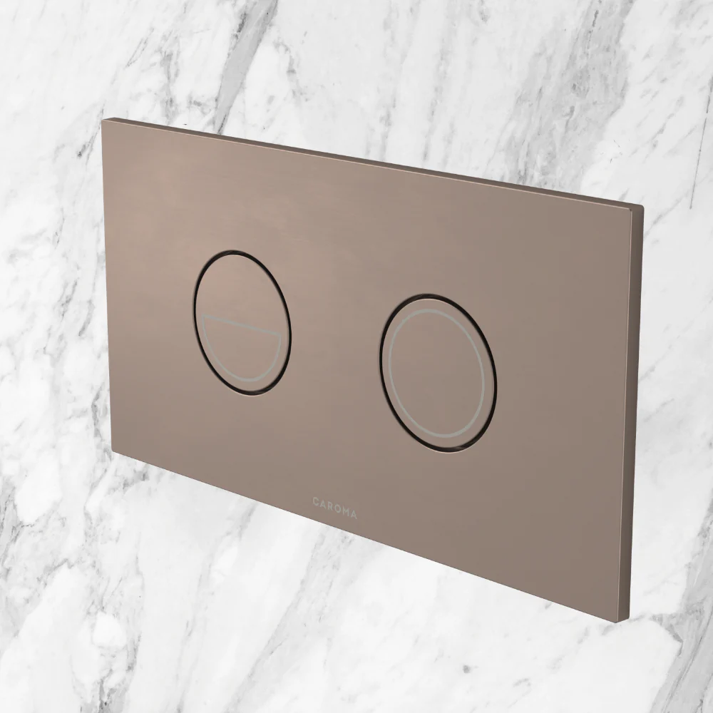 Caroma Invisi Series II Round Dual Flush Plate & Buttons Brushed Bronze - Image 2