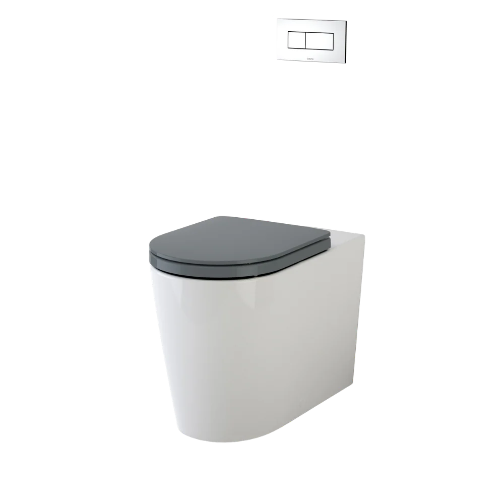 Caroma Liano Cleanflush Invisi Series II Easy Height Wall Faced Toilet Suite White with Liano Double Flap Seat Anthracite Grey (with GermGard)