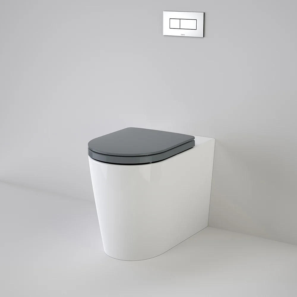 Caroma Liano Cleanflush Invisi Series II Easy Height Wall Faced Toilet Suite White with Liano Double Flap Seat Anthracite Grey (with GermGard) - Image 2