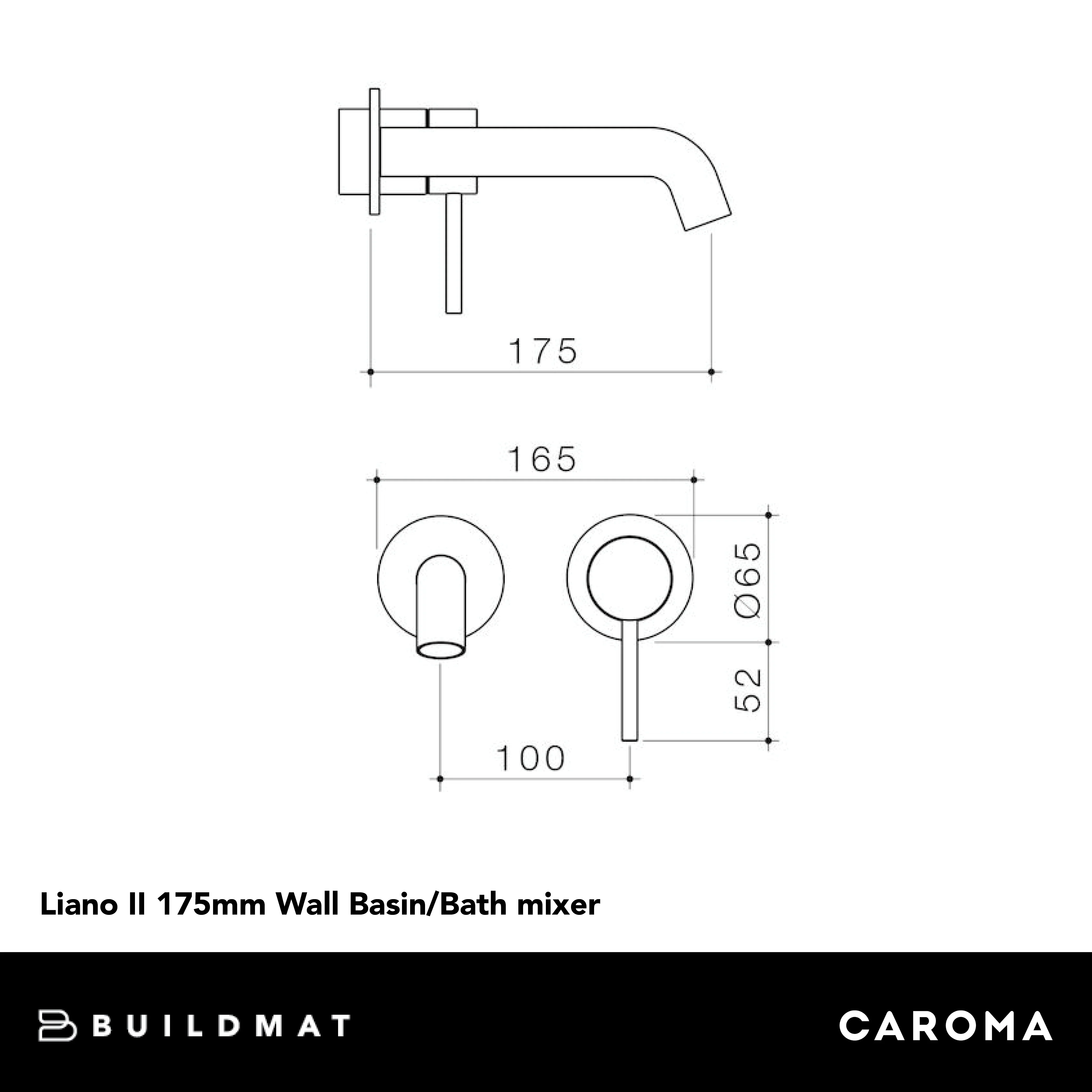 Caroma Liano II 175mm Wall Basin/Bath Mixer (Trim Kit Only) Lead Free Chrome - Image 4