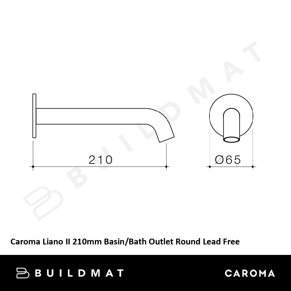 Caroma Liano II 210mm Basin/Bath Outlet Round Lead Free Brushed Bronze - Image 4