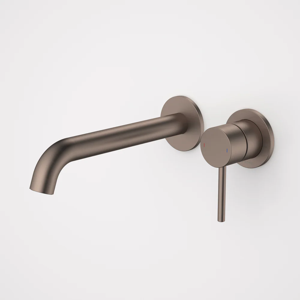 Caroma Liano II 210mm Wall Basin/Bath Mixer and Outlet Lead Free Brushed Bronze - Image 2