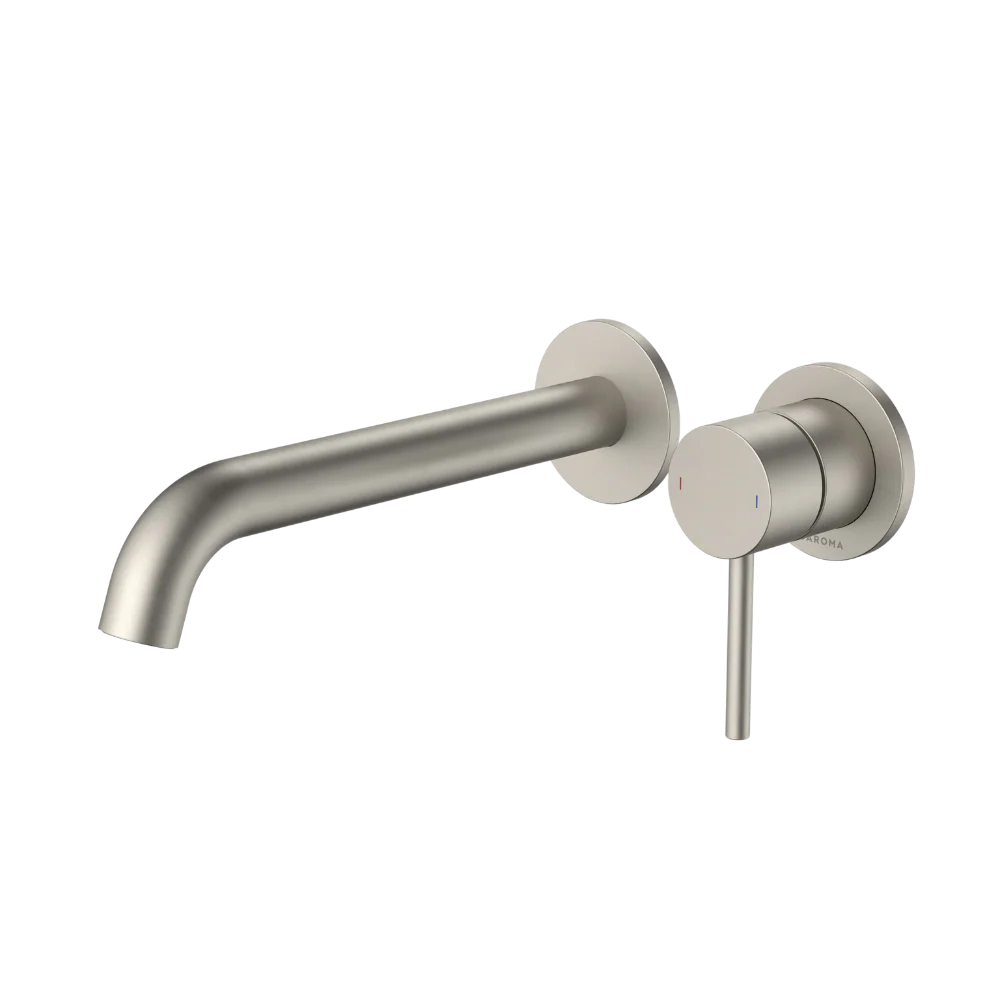 Caroma Liano II 210mm Wall Basin/Bath Mixer and Outlet Lead Free Brushed Nickel - Image 3