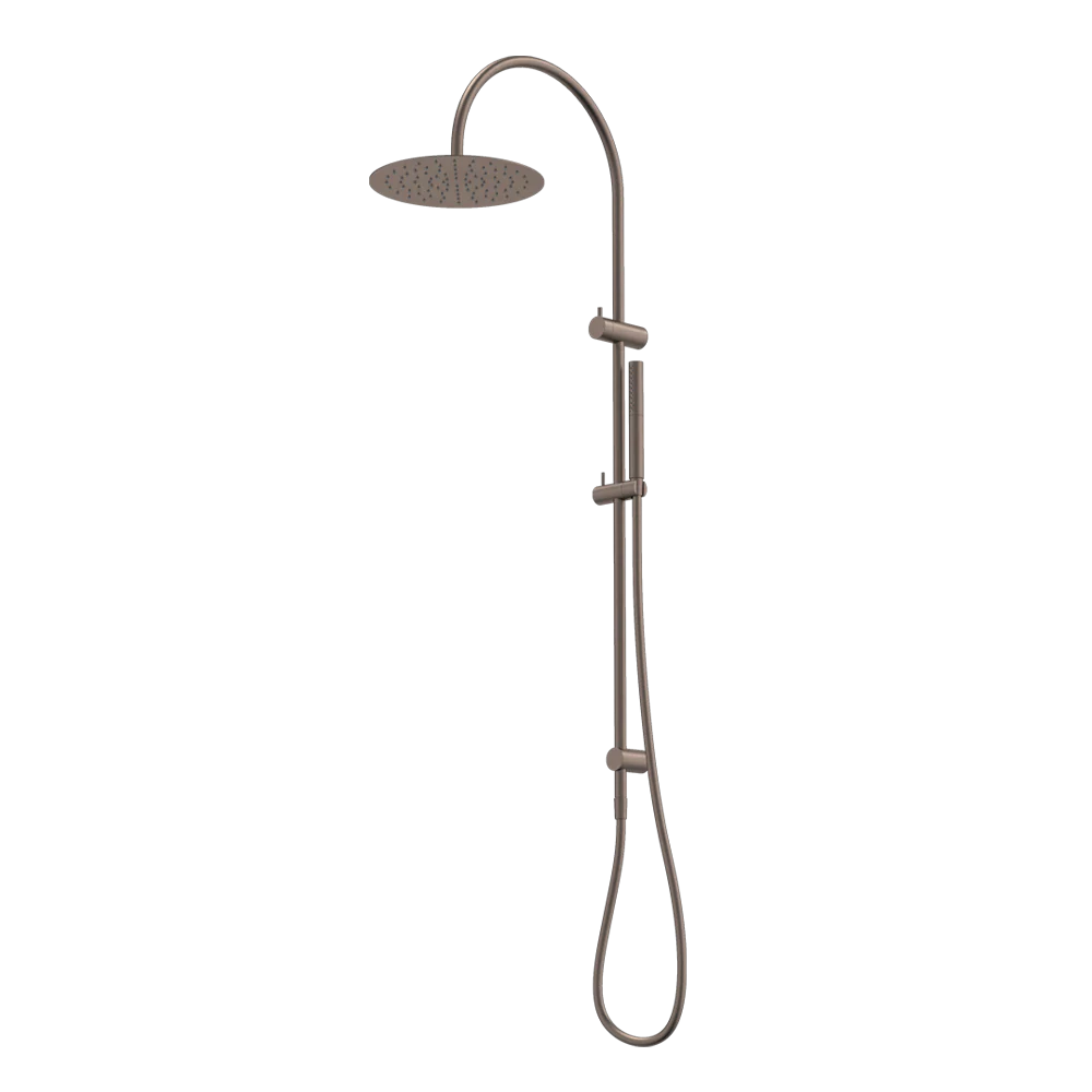 Caroma Liano II 3 Function Microphone Rail Shower with Overhead Brushed Bronze