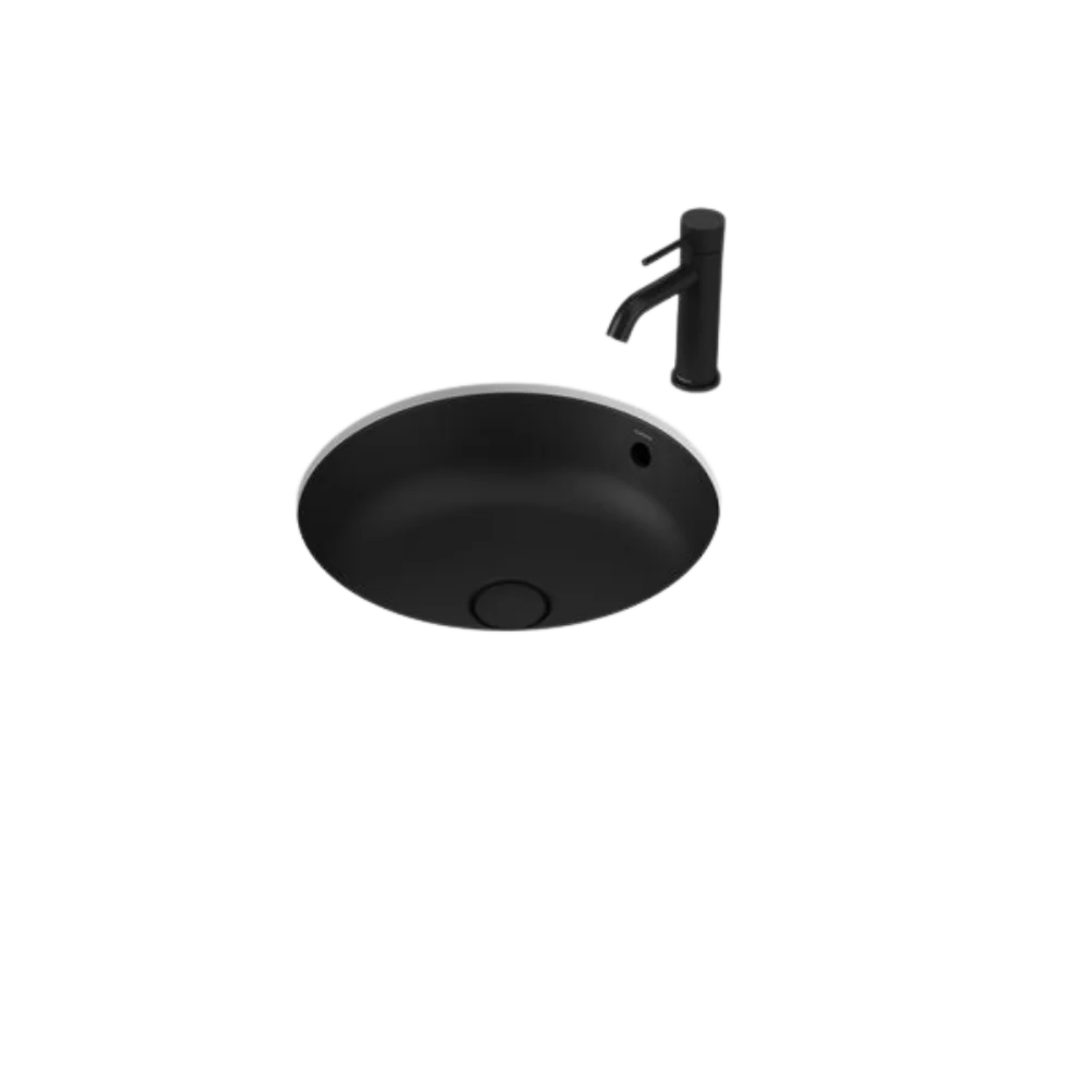 Caroma Liano II 440mm Round Under/Over Counter Basin With Overflow Matte Black - Image 3