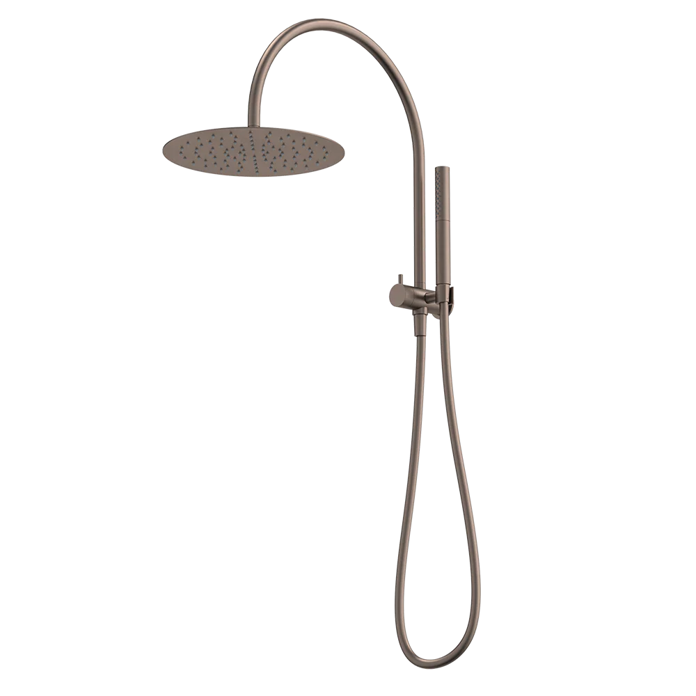 Caroma Liano II Compact Twin Shower with Overhead Brushed Bronze - Image 3