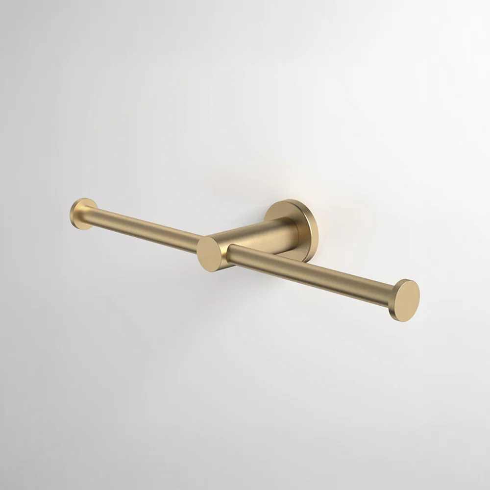 Caroma Liano II Double Toilet Roll Holder Brushed Brass - Image 2