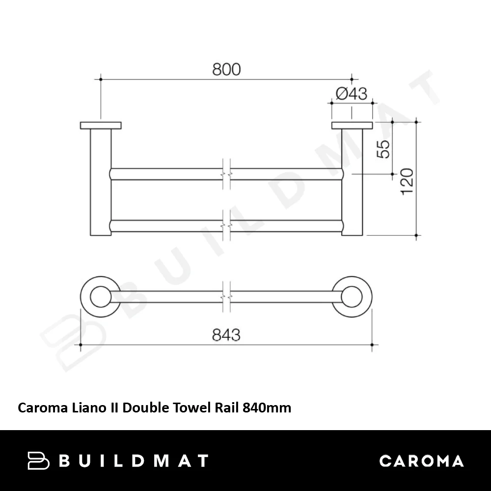 Caroma Liano II Double Towel Rail 840mm Brushed Brass - Image 4
