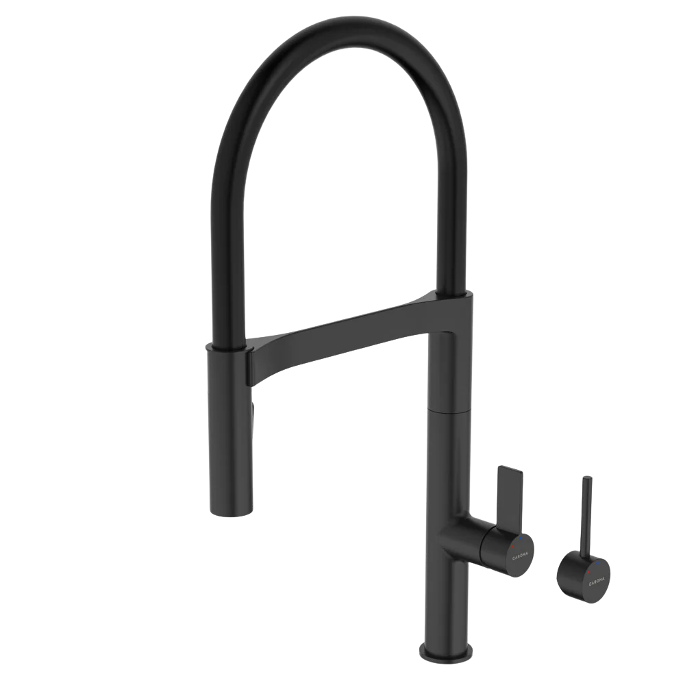 Caroma Liano II Pull Down Sink Mixer with Spray Matte Black Lead Free - Image 3