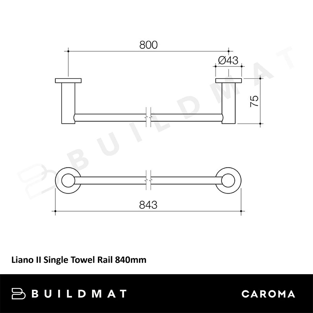 Caroma Liano II Single Towel Rail 840mm Gunmetal - Image 4