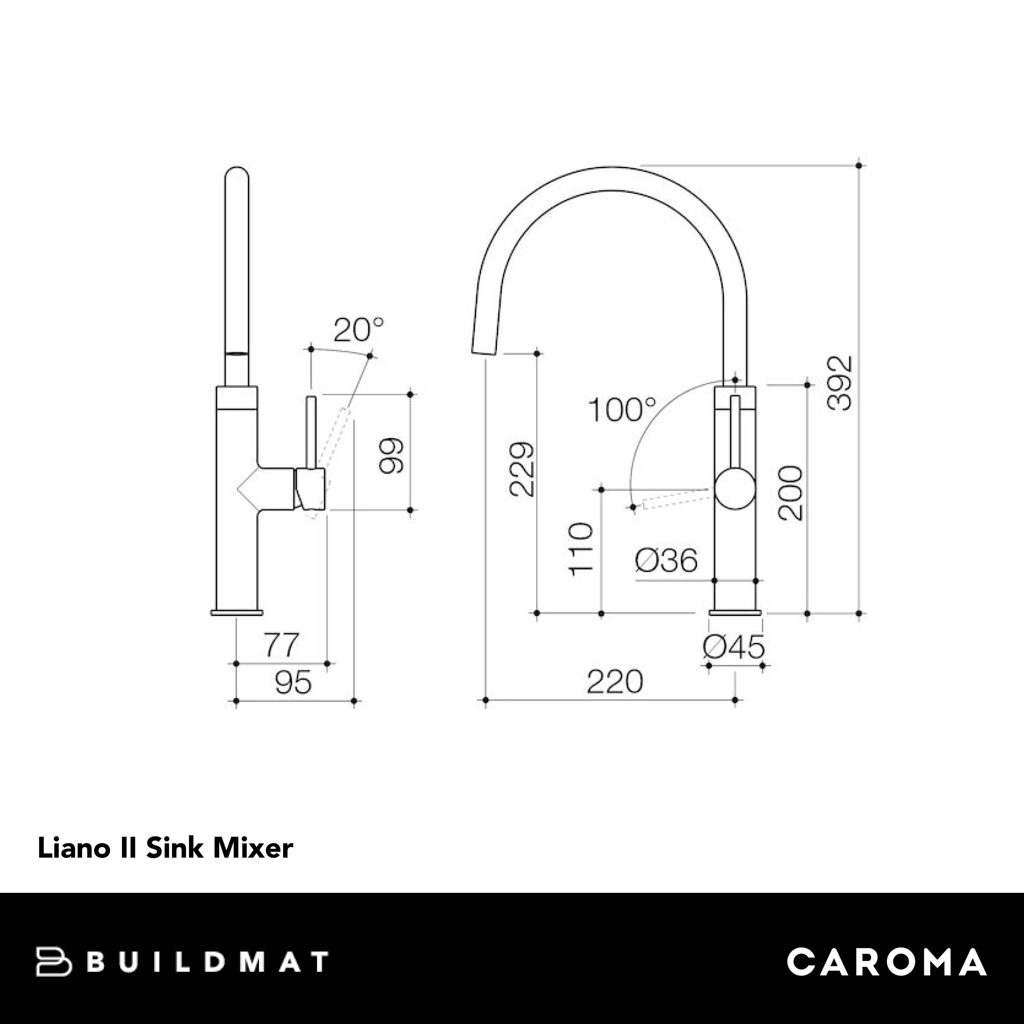 Caroma Liano II Sink Mixer Matte Black Lead Free - Image 4