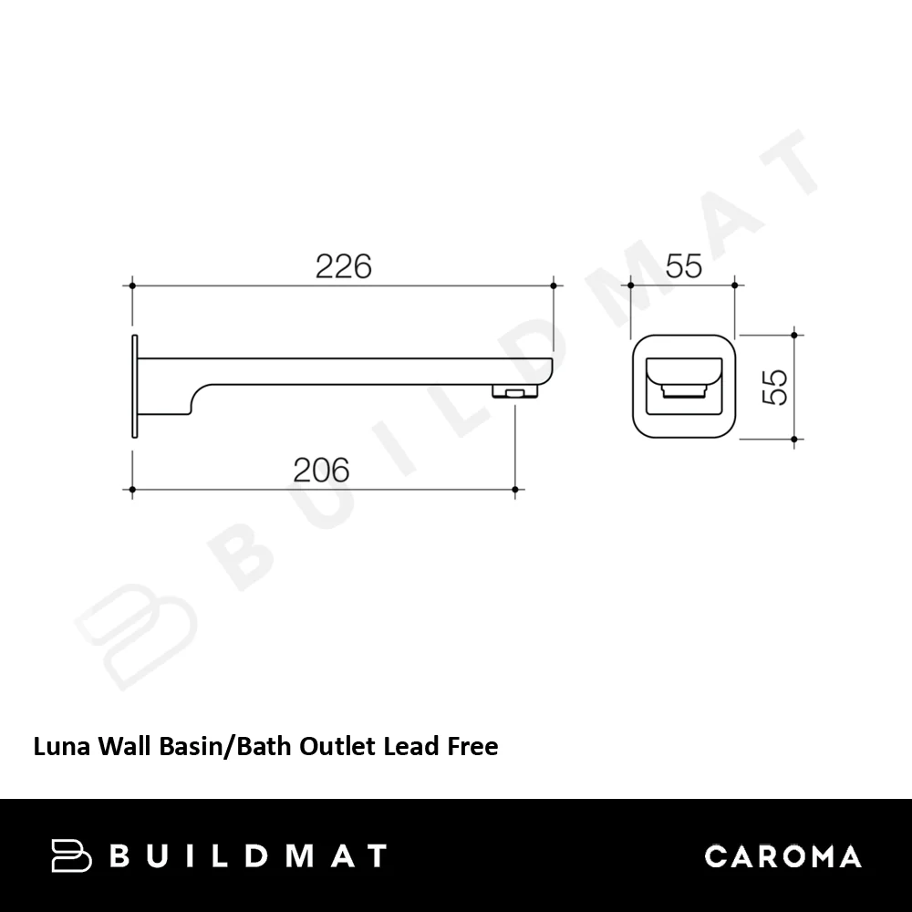 Caroma Luna Wall Basin/Bath Outlet Lead Free Satin Black - Image 4