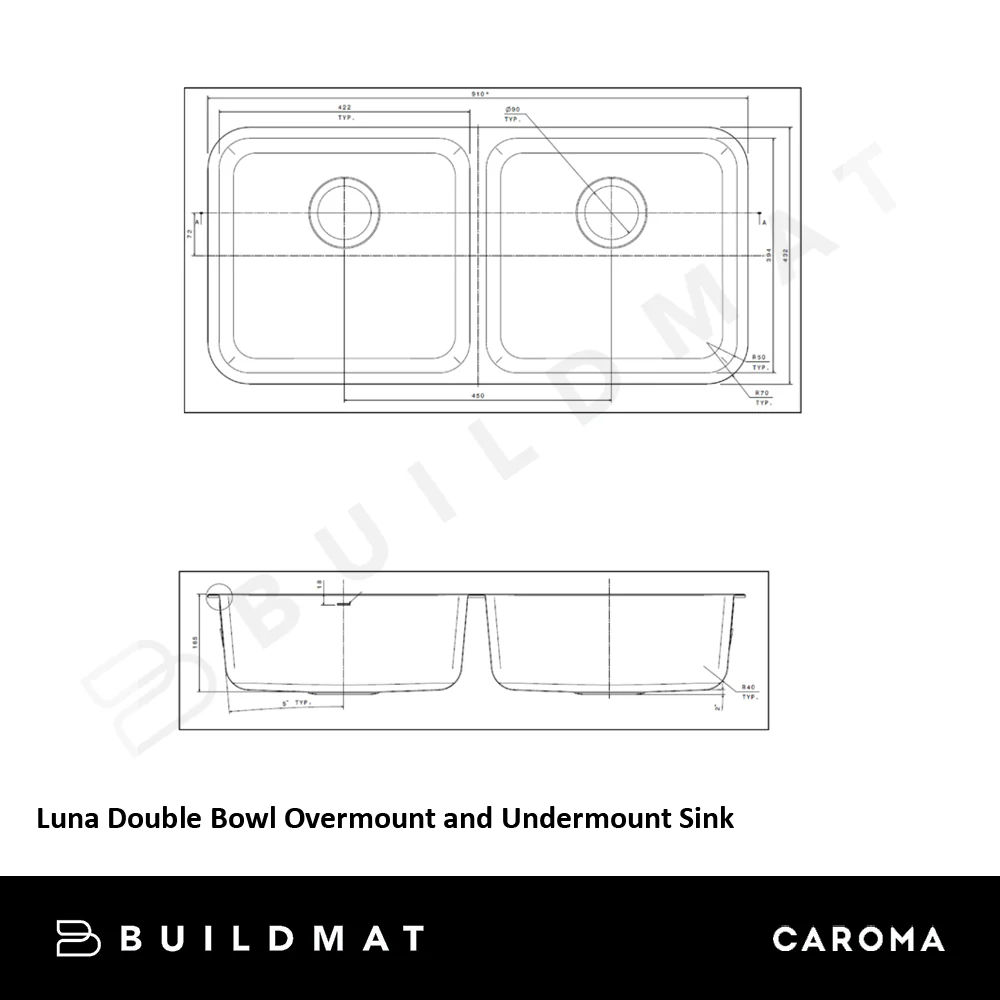 Caroma Luna Double Bowl Overmount and Undermount Sink - Image 5