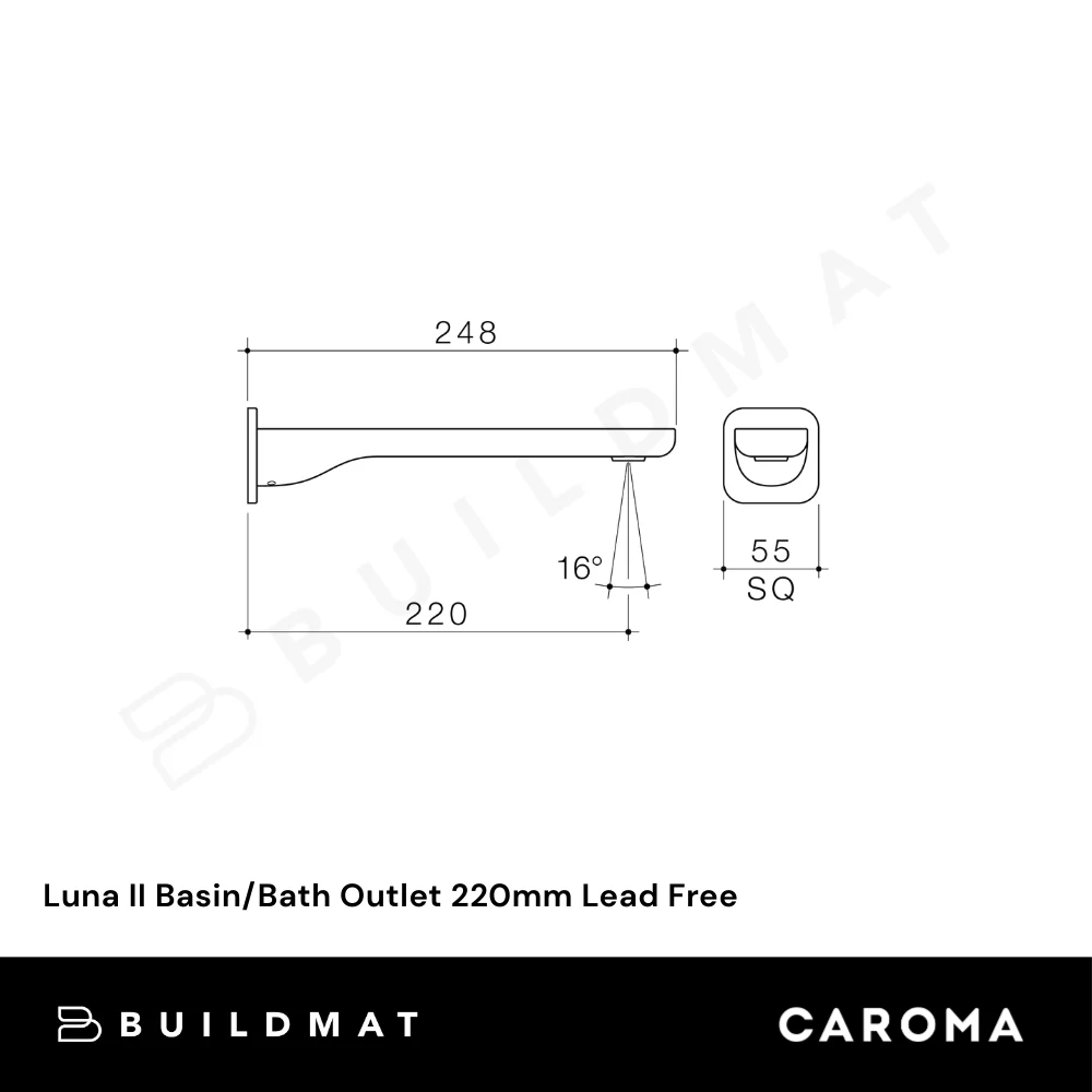 Caroma Luna II Basin/Bath Outlet 220mm Chrome Lead Free - Image 4