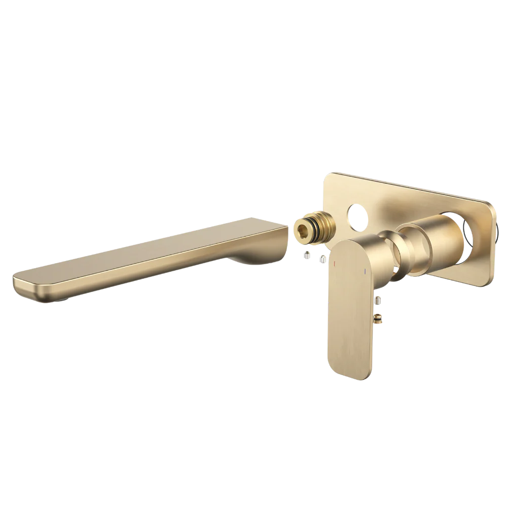 Caroma Luna II EasySwitch Wall Basin/Bath Mixer 220mm (Trim Kit Only) Brushed Brass