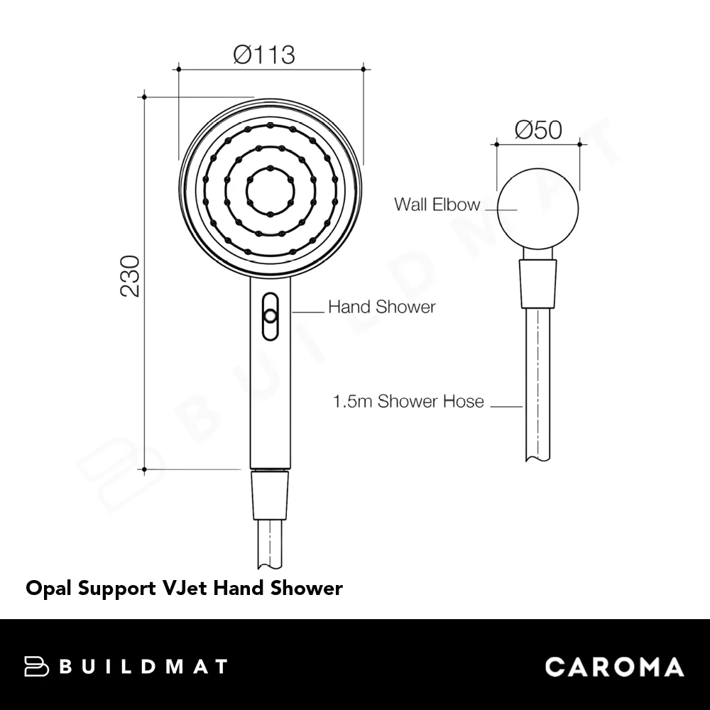Caroma Opal Support VJet Hand Shower Matte Black - Image 4