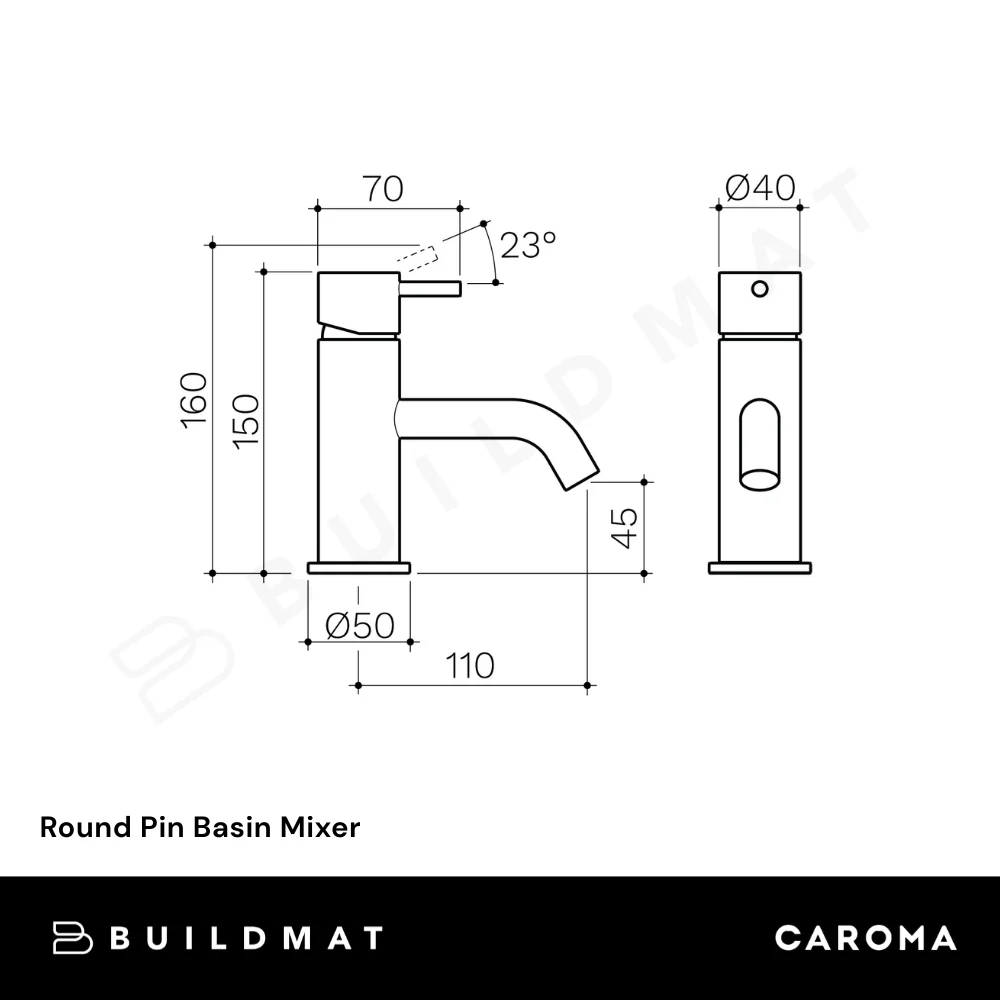 Caroma Round Pin Basin Mixer Brushed Nickel Lead Free - Image 4