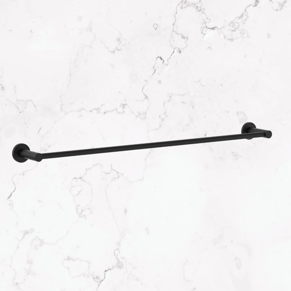 Caroma Round Single Towel Rail 600mm Matte Black - Image 2