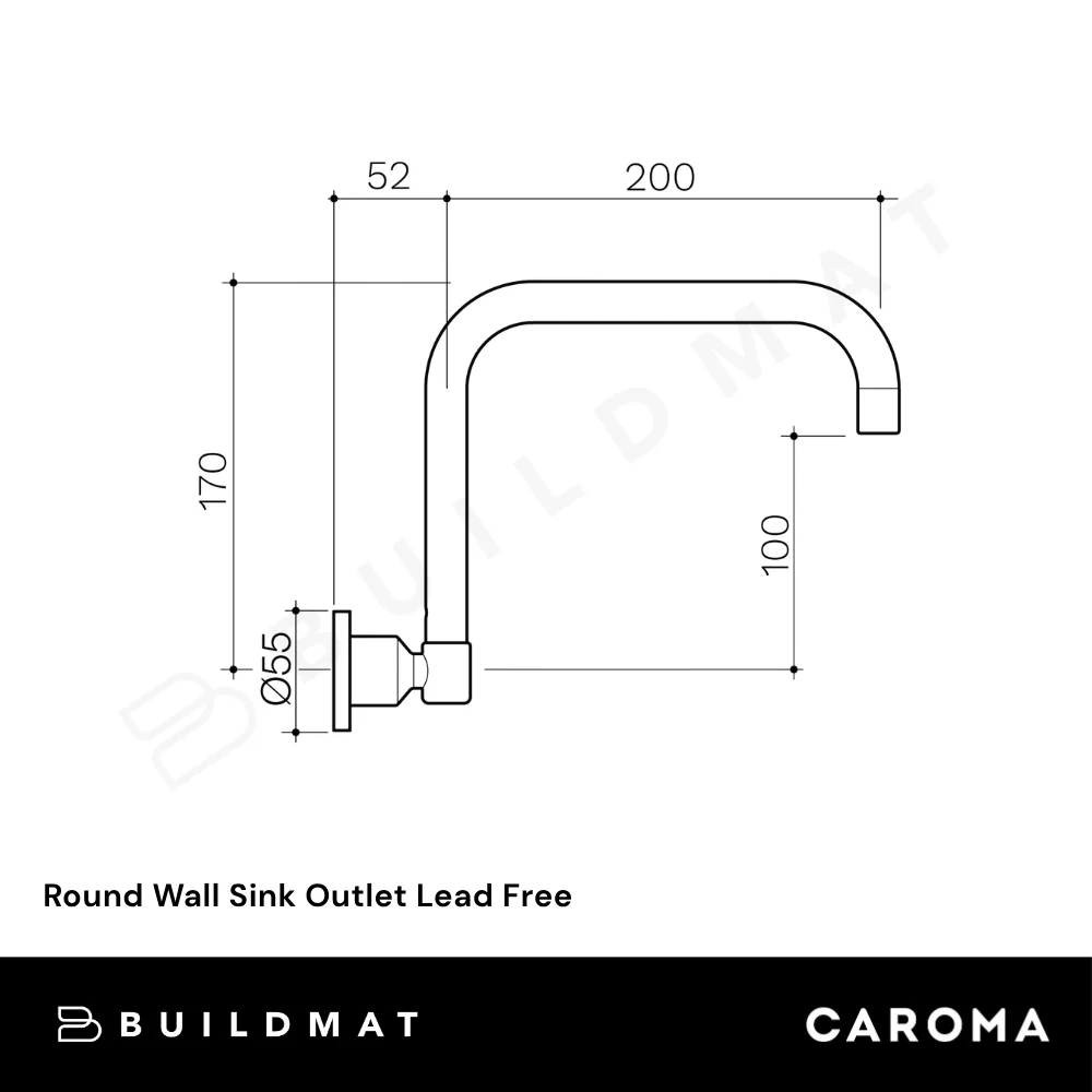Caroma Round Wall Sink Outlet Chrome Lead Free - Image 4